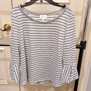 Anthropologie Deletta Small Celina Striped Bell Sleeve Shirt. Like new.